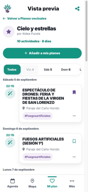 Plan vecinal Cielo y estrellas en móvil